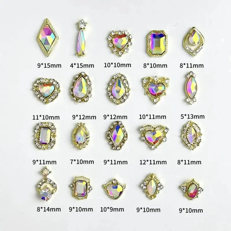 50pcs Iridescent Court Style Nail Art Rhinestone Charms Luxe Craft Manicure Gems Mini & Crystals for DIY Acrylic Nail Decoration