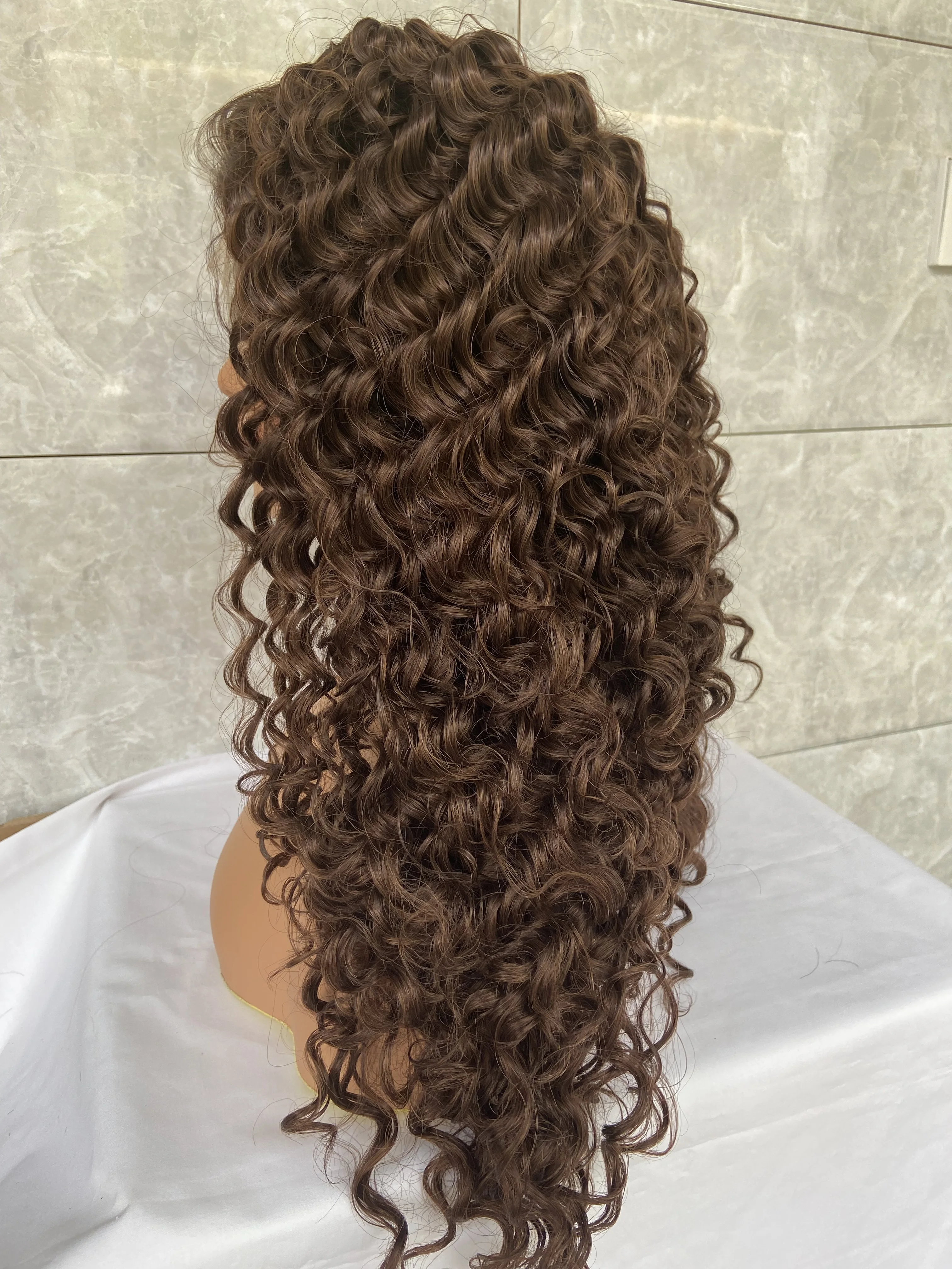 Fashiomag Afro Long Kinky Curly Dark Brown Lace Front Heat Resistant Fiber Wigs Women Soft Natural