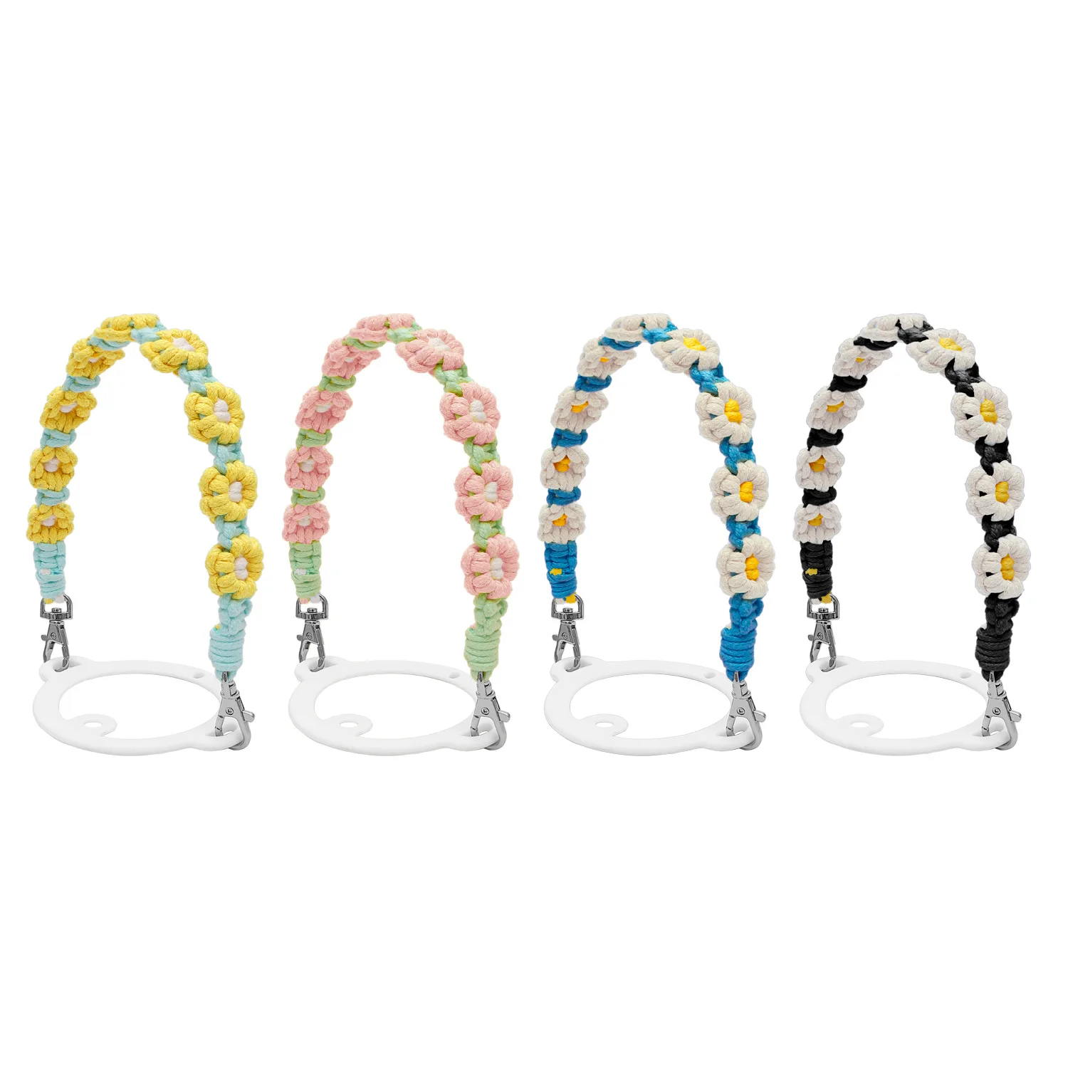 

Portable Water Bottle Strap with Hand-Woven Flower Daisy Thickened Silicone Ring Paracord Coffee Cup Rope New Can Cover