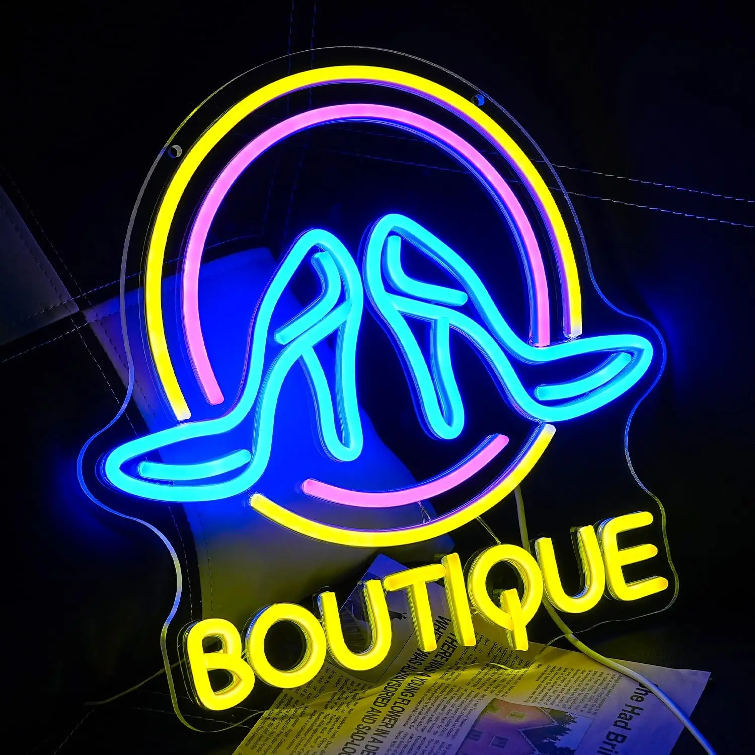 

Boutique Neon Sign Business High Heels Circle Shoe LED Light Fashion Shop Styling Store Supermarket Mall Decoration Lady Girl