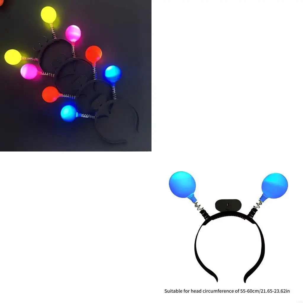 

Glowing Spring Headband With Colorful Balls Antislip Hairhoop for Birthday Party