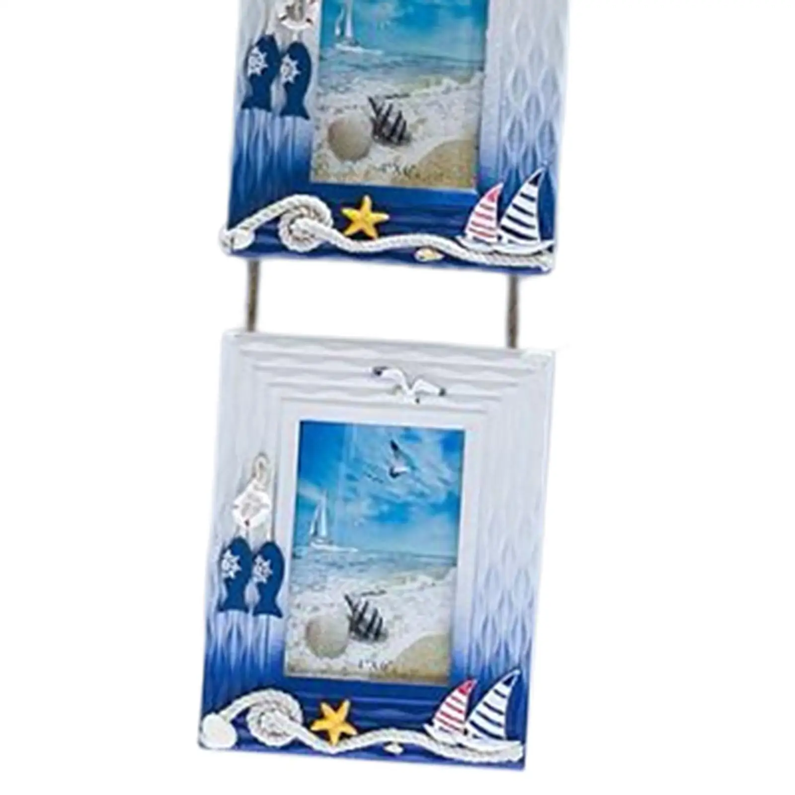Wooden Picture Frame Nautical Boat Ship Steering Wheel Wall Decoration Hanging Rudder Photo Frame Living Room Ornament