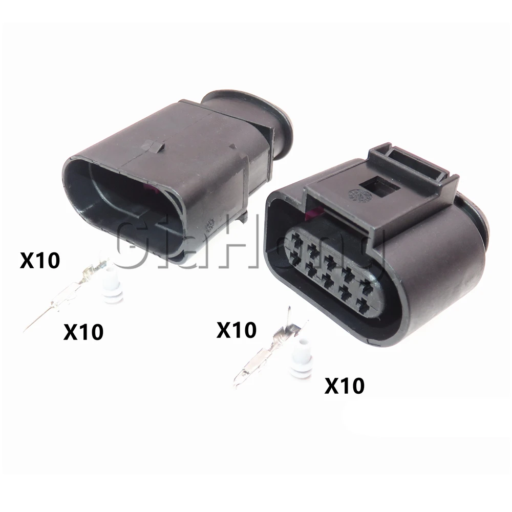 1 Set 10 Ways Parts 1J0973715 1J0973815 AC Assembly Car Door Lock Socket For VW Audi 6X0973815 Auto Headlight Sealed Connector