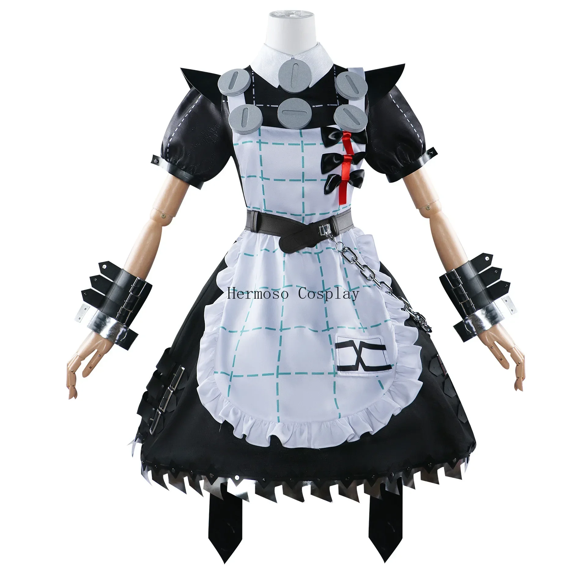 Corin Wickes Cosplay Costume Game Zenless Zone Zero Dress Corin Wig Gothic Maid Skirt Green Double Ponytail Hair Costume Set