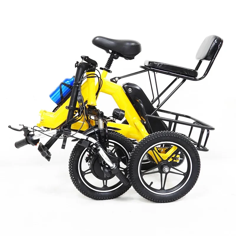 

Three-wheel Foldable Electric Bike Removable Battery 350W 48V Bicycle Adult 3 Wheels 14 Inch Portable Pedal Tricycle Trike