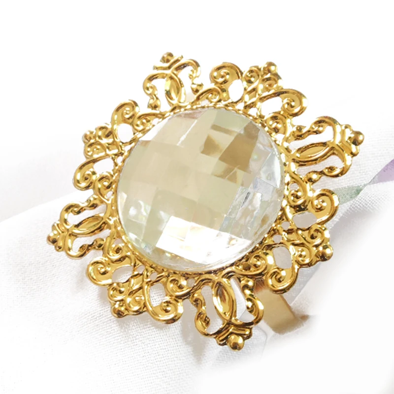 

Engood Gold-Clear Napkin Ring Christmas Party Napkin Holder for Weddings Party Holiday Hotel Banquet Dinner Decoration