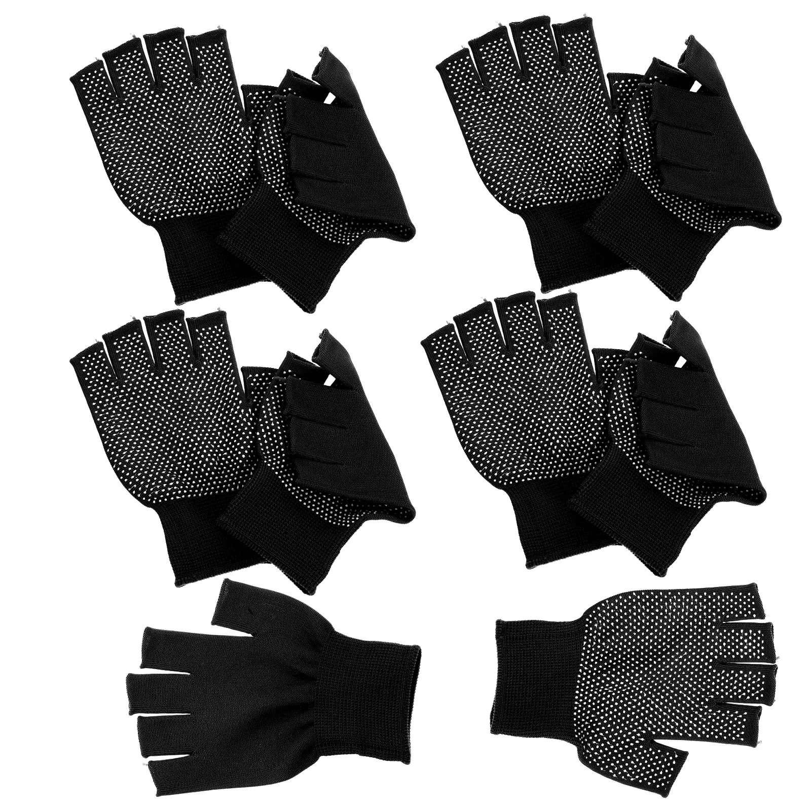 

5Pairs Winter Warm Fingerless Gloves Non-Slip Grip Breathable Polyester PVC Work Gloves for Men Women Driving Cycling Outdoor