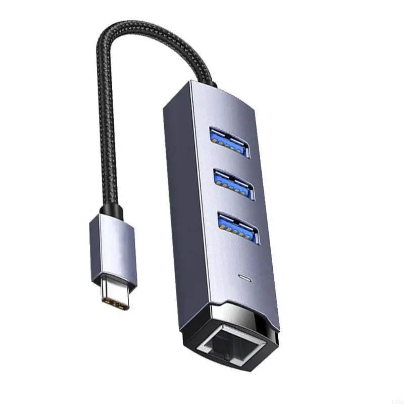 

L4MA Aluminium USB HUB USB/TYPE C TO GIGABIT ETHERNET Adapter Adapter Sblics и Play 5 Гбит/с