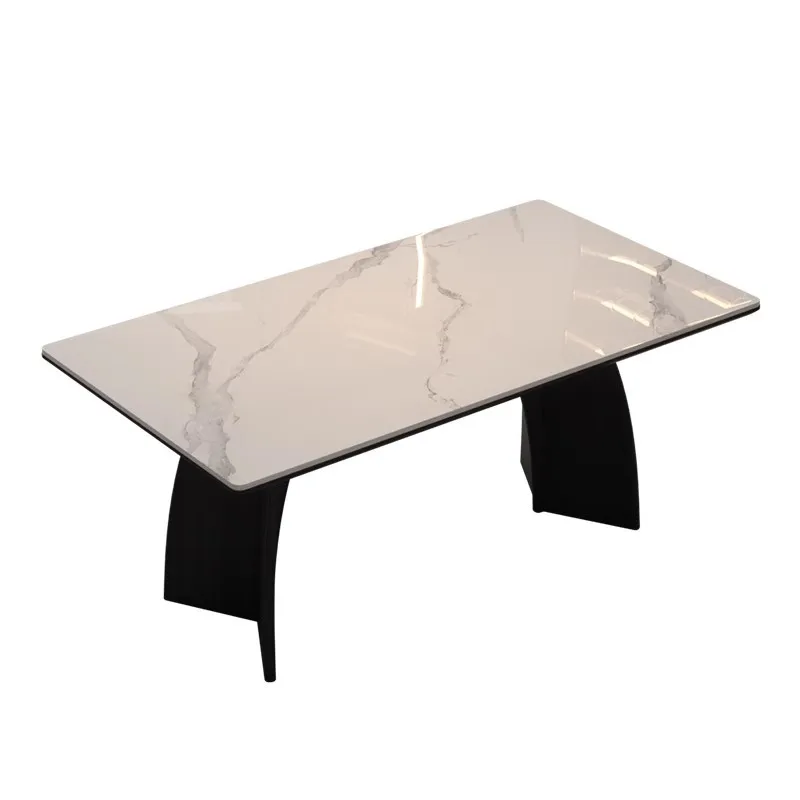 

Slate dining table and chair combination Rectangular modern and simple small apartment household solid wood