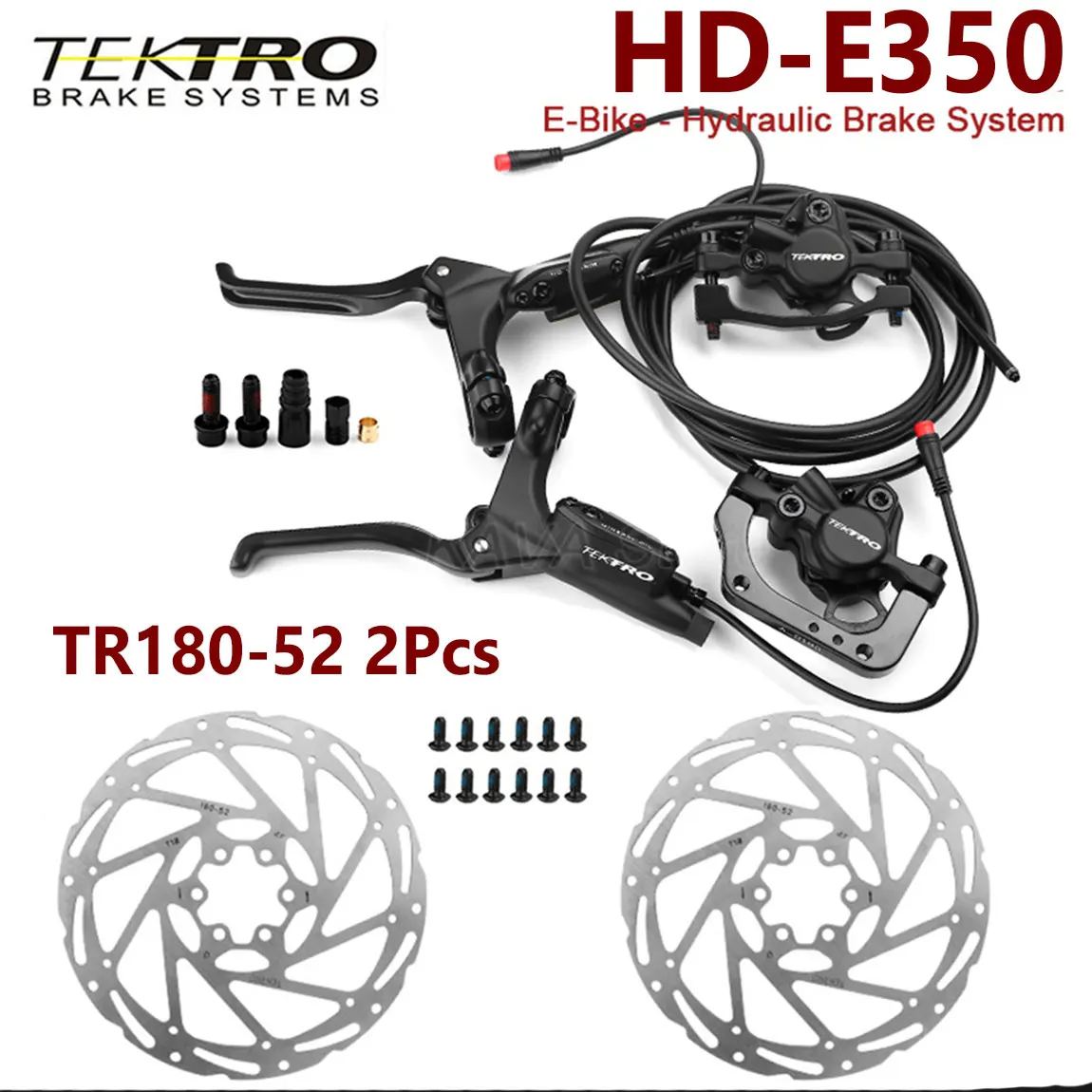 Tektro eBike Hydraulische Schijfrem HD-E350 E3520 2 Pins Mannelijke Elektrische Fiets Schijfrem 160mm 180mm 203mm Rotor MTB Rem Onderdelen