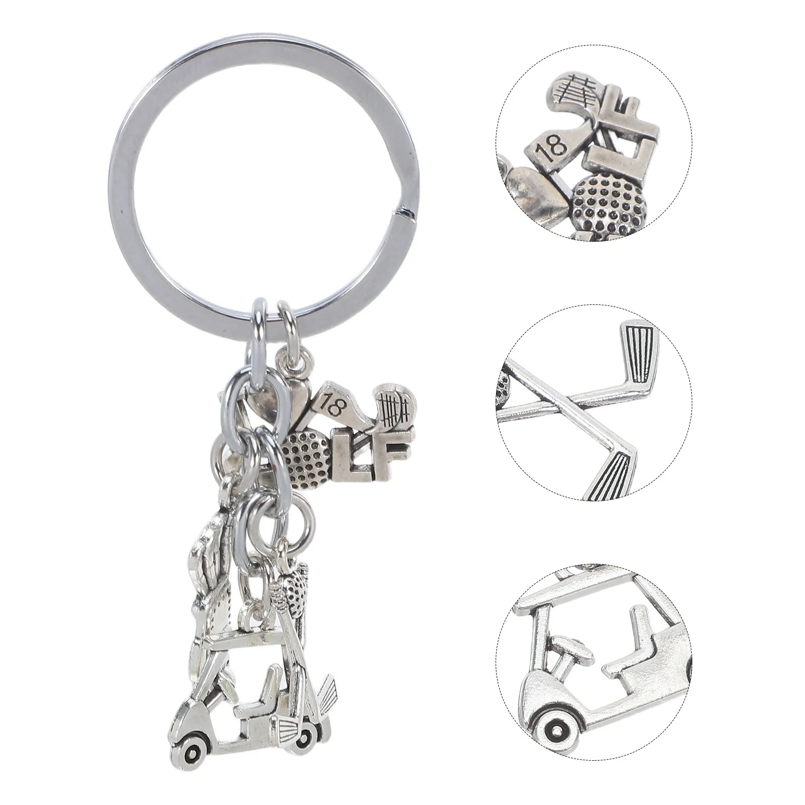 

Металлический брелок для ключей в виде клюшки для гольфа и мяча, подвеска для рюкзаков, автомобильных ключей, сувениры для вечеринок, крутые аксессуары для гольфа