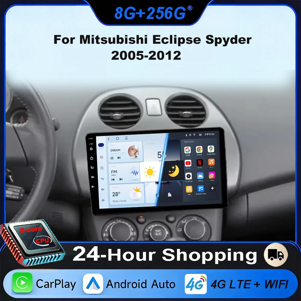 

Автомагнитола с CarPlay для Mitsubishi Eclipse Spyder 2005-2012, мультимедийный проигрыватель Android Auto, 8-ядерный процессор, DSP, 5G экран