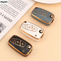 New TPU Car Flip Key Case Cover Shell Fob For Fiat 500 Panda Stilo Punto Doblo Grande Bravo 500 Ducato Minibus Accessories