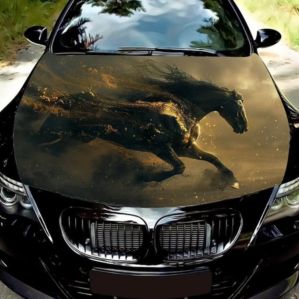 

Наклейка на капот автомобиля Running Dark Horse — прочная виниловая пленка из ПВХ для большинства автомобилей, внешний аксессуар для автомобилей | Водонепроницаемость и скра
