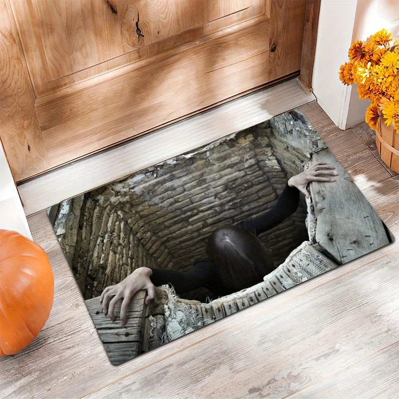 2D‑Printed Halloween Horror Crawler Rug, Decor for Living Room, Bedroom, Patio, Gatherings, Indoor‑Outdoor Parties