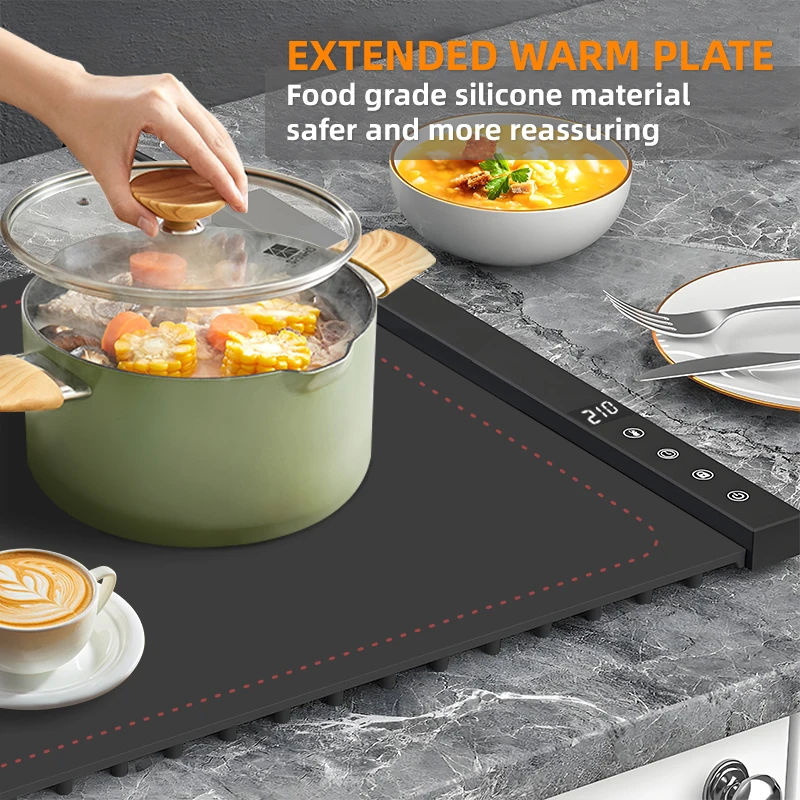 Long Length Silicone Heating Mat for Food Warming Trays for Buffets Party with Adjustable Temperature Rollable Food Warmer