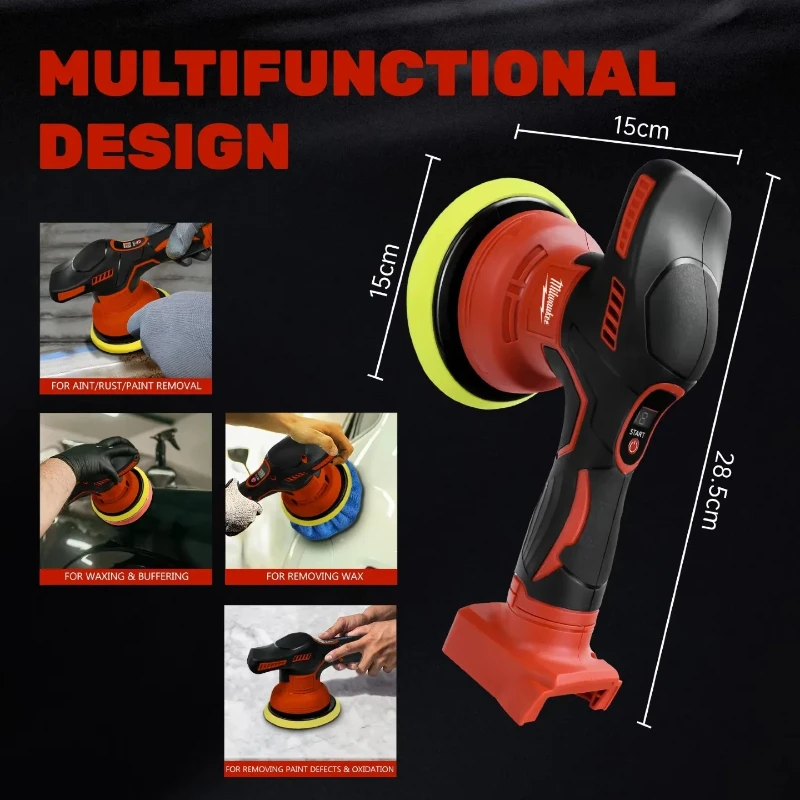 

Milwaukee 8 Gears Digital Display Cordless Electric Polisher Auto Car Waxing Polishing Machine Lithium 18V Battery