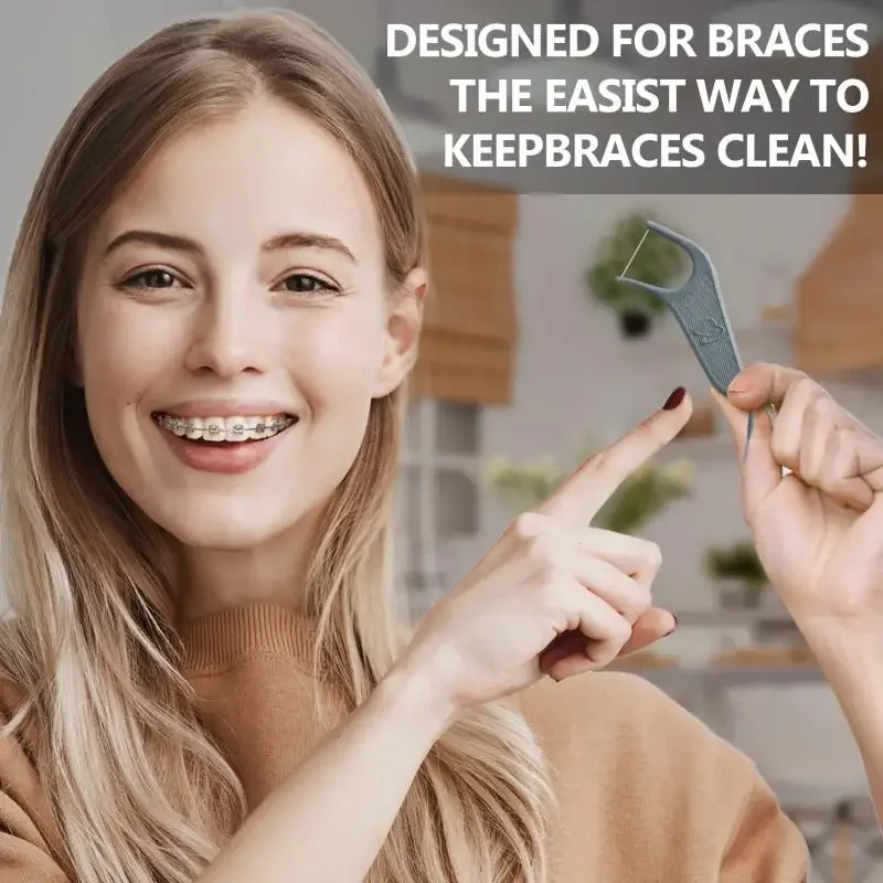 60 uds hilo Dental de ortodoncia para aparatos ortopédicos palillos de dientes limpiador de dientes Interdental para adultos y niños