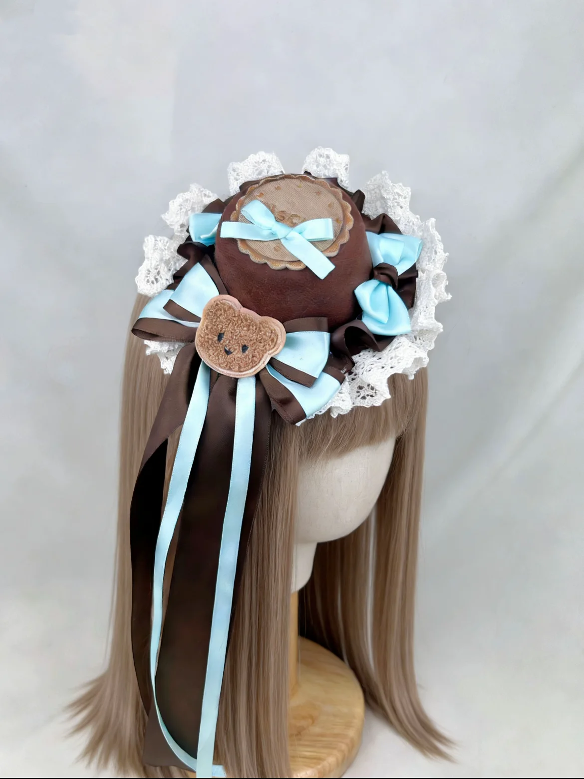 Handmade Lolita Bow Hair Clip Bear Biscuits Chocolate Cake Top Hat Hairpin