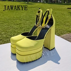 High Quality Platform Square Toe Silk Sandals Women Super High Heels Ladies Pumps Women's Crystal Wedding Shoes Party Sandals