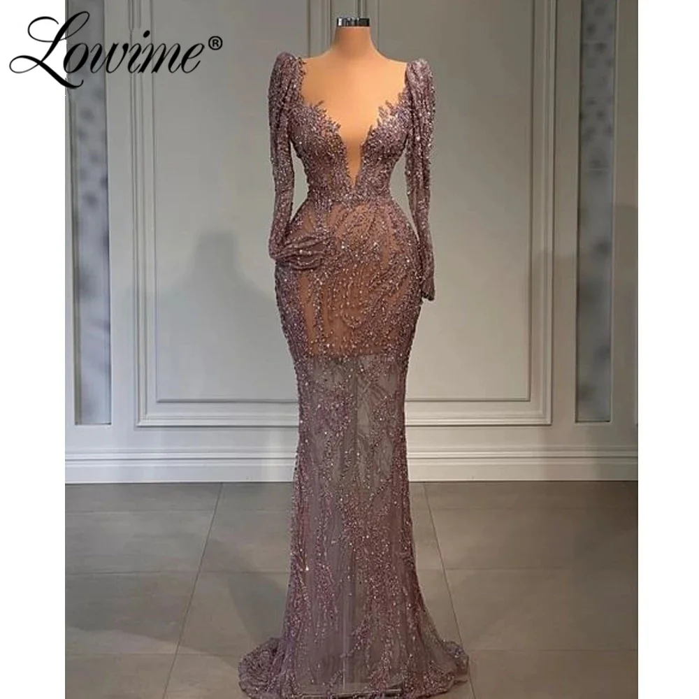 Lowime Beads Mermaid Prom Dresses Aso Ebi Evening Dress Black Girls Gown Formal Party Gowns 2022 Saudi Arabic Evening Wear Robes