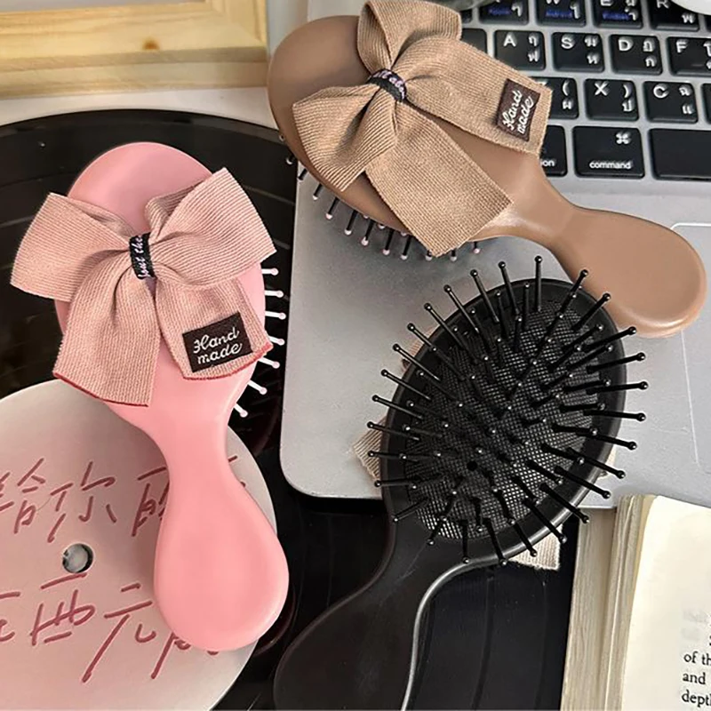 INS Style Cute Bowknot Airbag Comb Hair Brush Mini Compact Portable Scalp Massage Comb Anti-static Comb