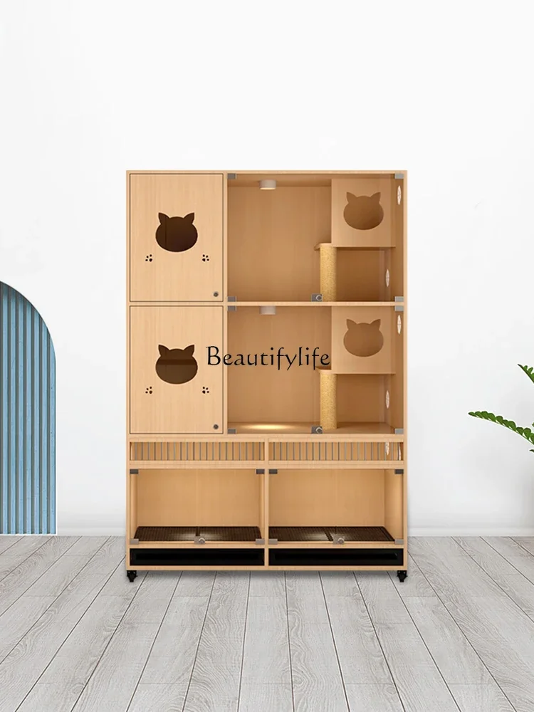 

FG44Customized Pet Shop Dog House Solid Wood Glass Villa with Toilet Breeding Cage Display Cage