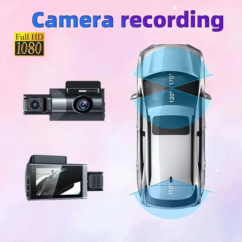 Dash Car Camera Parking Video Black Box with WiFi Cam Dashcam Gravity Sensing Dvr Motion Detection 3 Inch Channel G-Sesor Loop