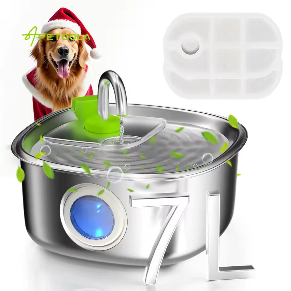 

Apetdola 7л/236 унций фонтан для воды для собак из нержавеющей стали миска для воды для собак автоматическая поилка для домашних животных диспенсер для воды для нескольких домашних животных
