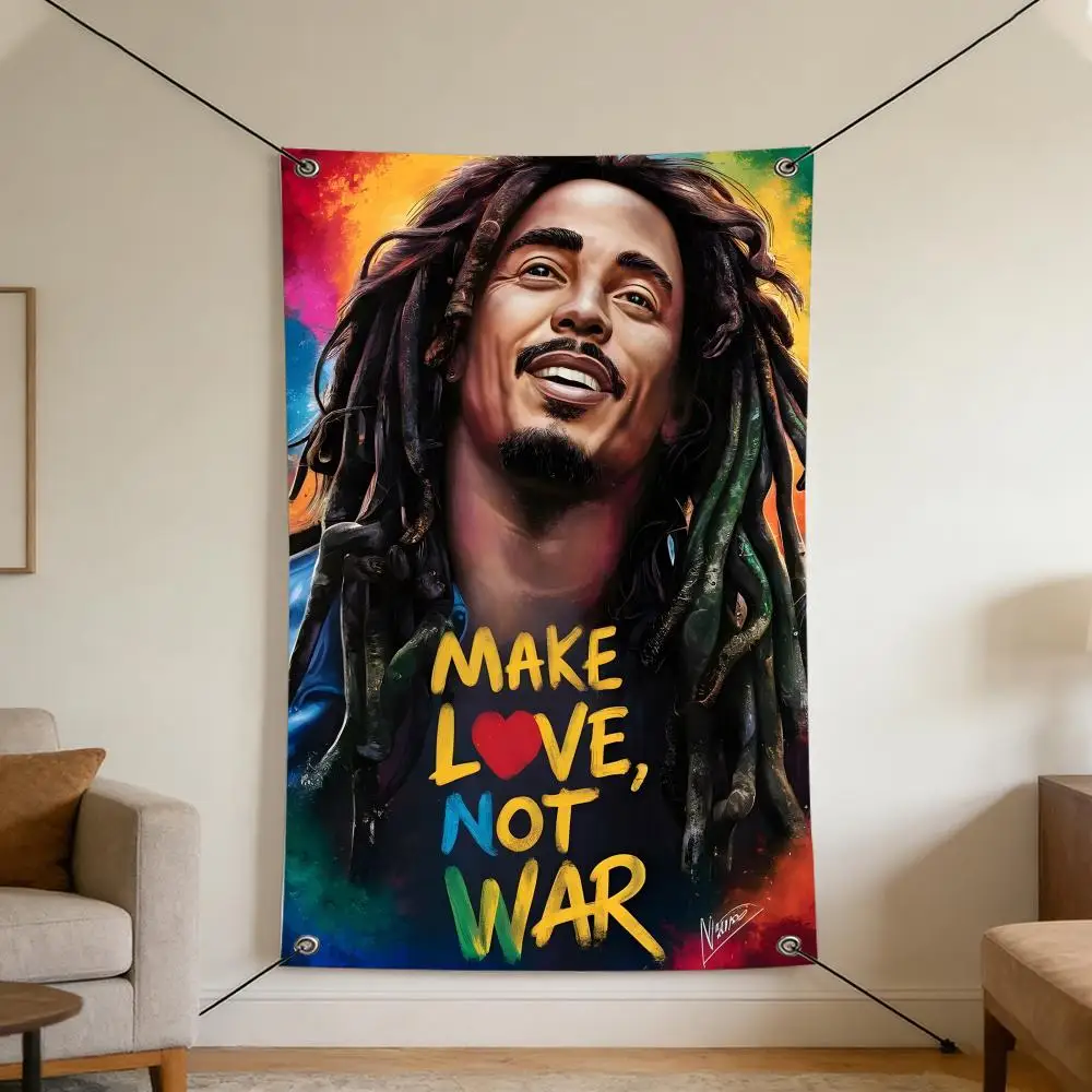 Singer-Celebrity B-Bob M-Marley Flags Cozy Home Flag 4 Grommets Anti-Wrinkle Waterproo  Indoor