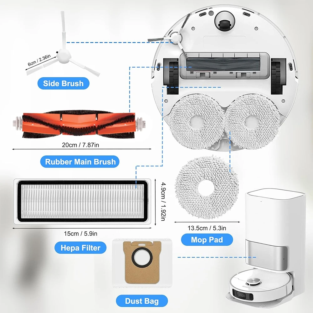 For Xiaomi Robot Vacuum X20+ X10+ X20 Plus X10 Plus Parts, Main Side Brush Hepa Filter Mop Cloth Dust Bag Replacement image 6