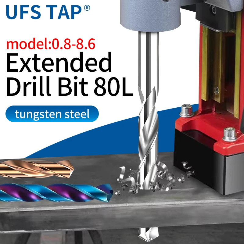 

UFS TAP 1PCS Carbide Drill Bits 80mm-Long D0.8-8.6mm Tungsten Steel Twist Bit For Metalworking CNC Drilling Tool