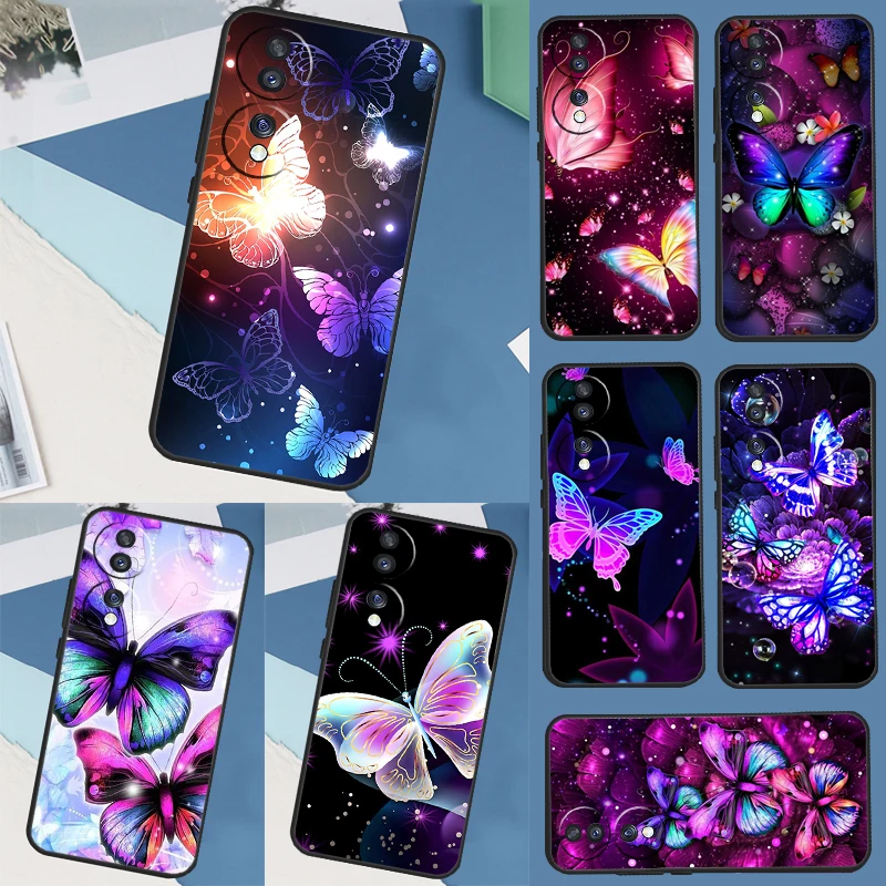 Black Beautiful Butterfly For Huawei Honor Magic 5 Lite X8 X9a 50 70 P40 P20 P30 Pro P50 Nova 9 5T P Smart 2021 Case