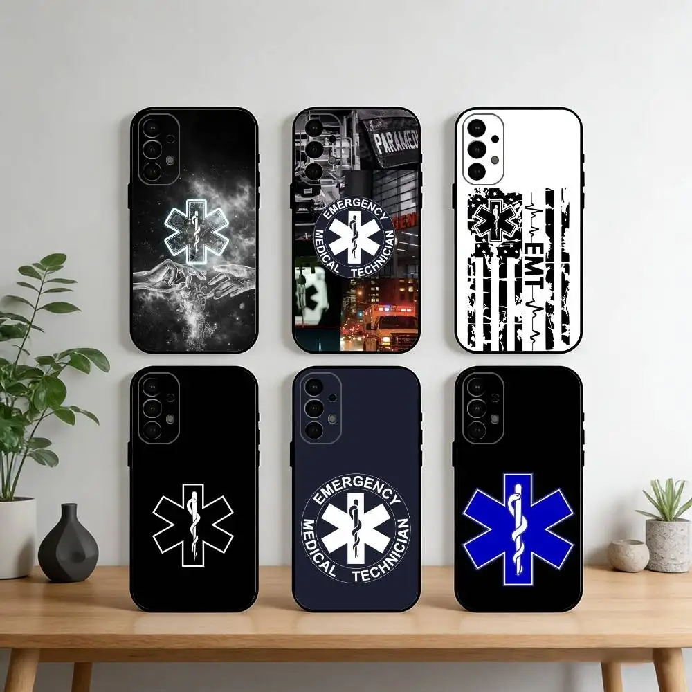 

EMT EMS Ambulance LOGO Phone Case For Samsung S25,S24,S21,S22,S23,S30,Ultra,S20,Plus,Fe,Note,10,9,5G Black Cover