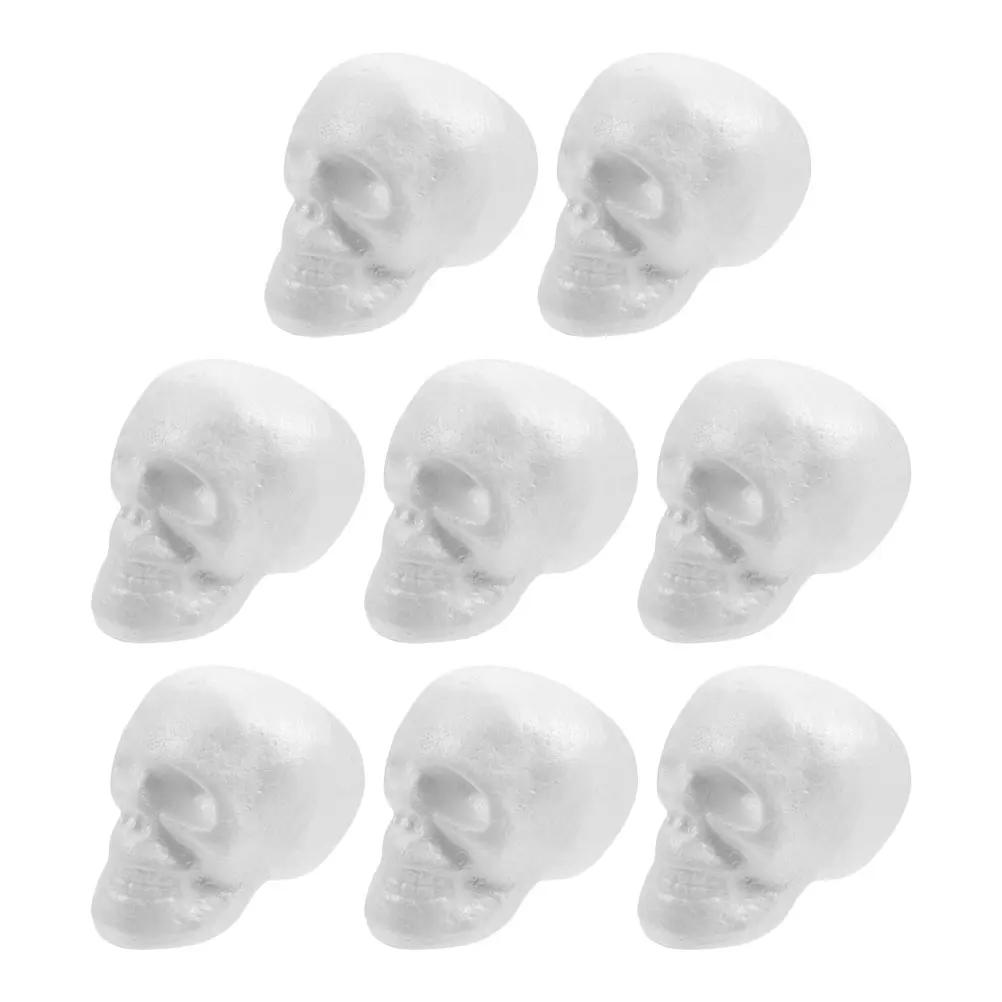 

8pcs Halloween Foam Decor Paintable Polystyrene Skull Heads For Indoor Outdoor Party Festival Decoration Craft Hanging Spooky