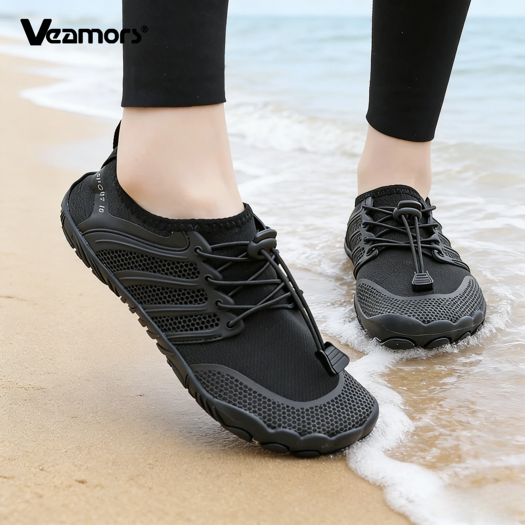通気性メッシュ水泳アクアシューズ男性女性裸足ビーチウォーターシューズ速乾性屋外ウェーディングシューズボート釣りサーフィン
