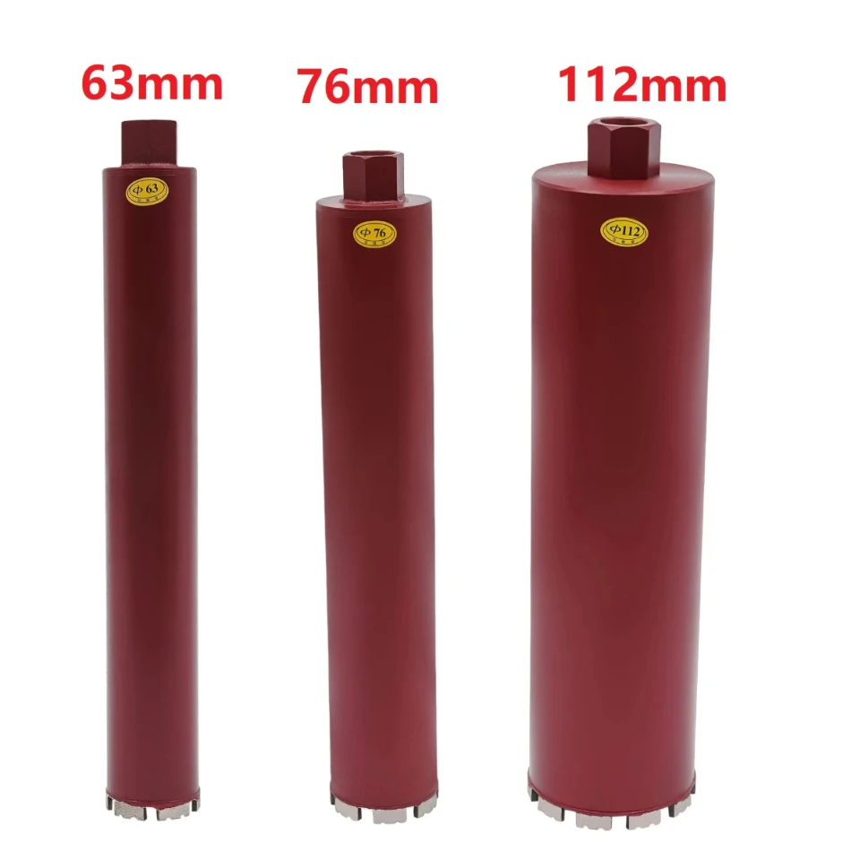 

63mm/76mm/112mm Core Drill Bit Dry/Wet Diamond Reinforced Concrete Core Drilling Tool Drilling Depth 410mm Drill Barrel Red