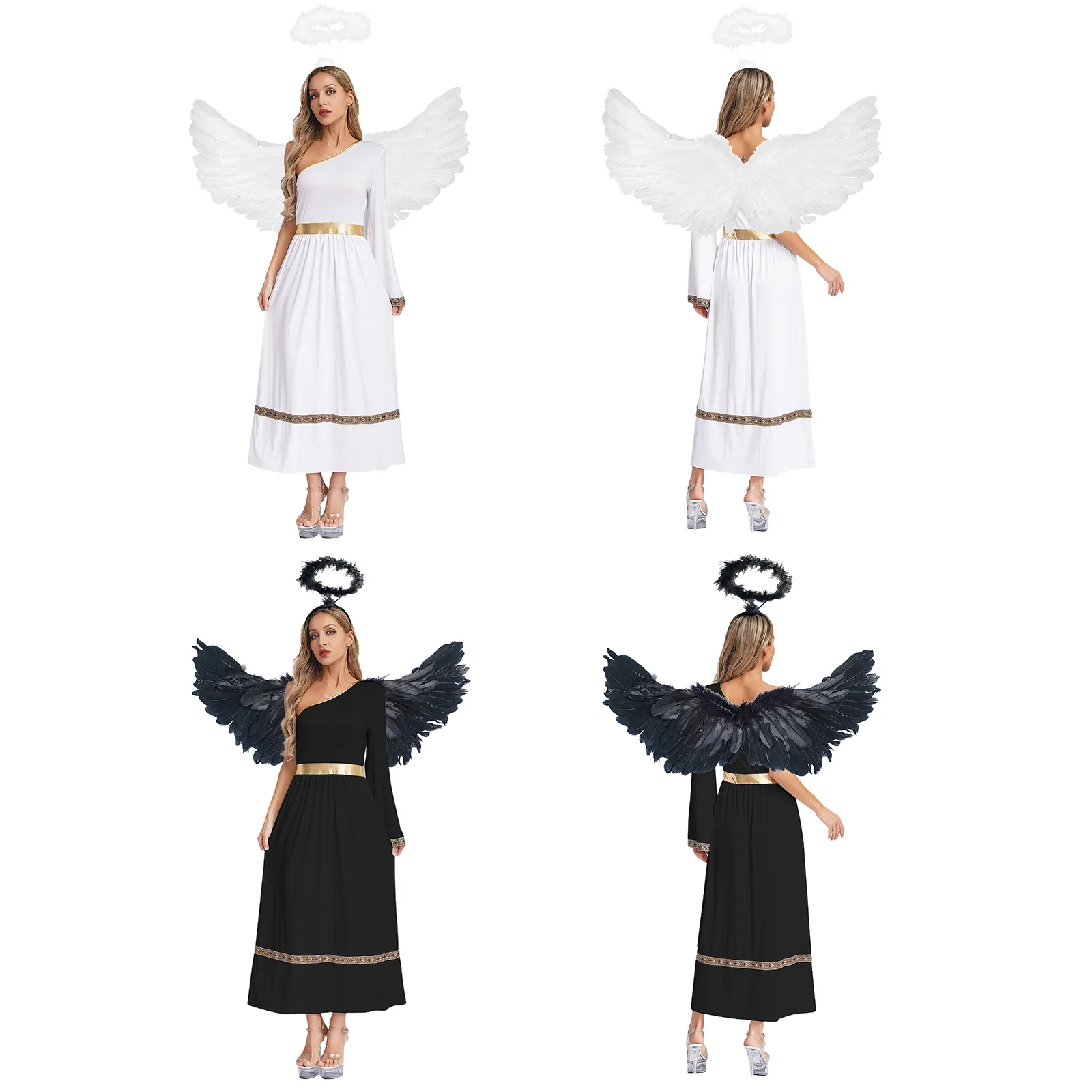 

Женское платье древнегреческой богини, платье принцессы и королевы с повязкой на голову с крыльями, Хэллоуин, карнавал, тематическая вечеринка, костюм ангела для косплея