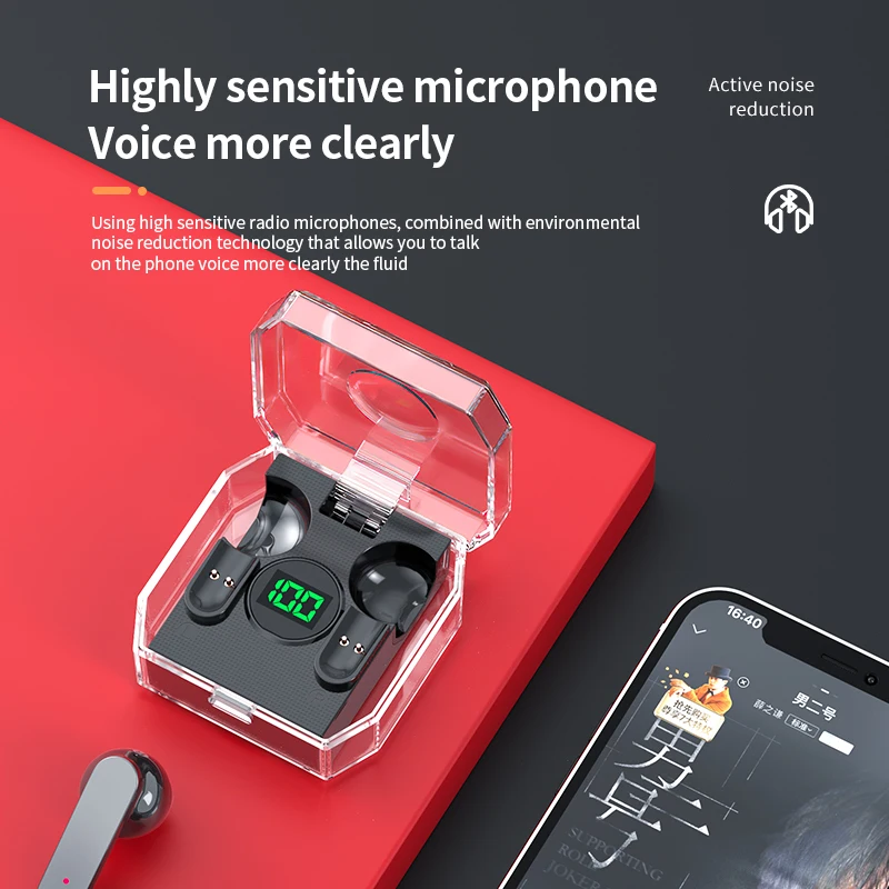 TWS Wireless Bluetooth Earphones Game Sport Earbuds Noise Reduction Headphone HiFi Stereo Music Headset for iPhone Xiaomi HUAWEI