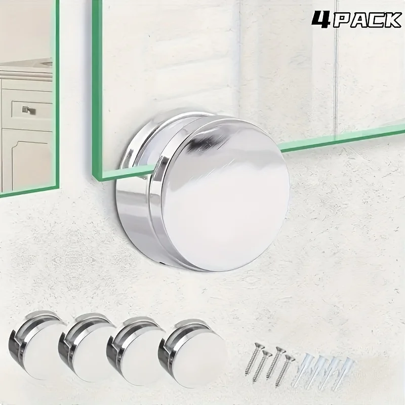 4 Pieces of Anti-Rust Zinc Alloy Mirror Clips, Easy to Install and Firmly Fixed—Very Suitable for Bathroom and Makeup Mirrors