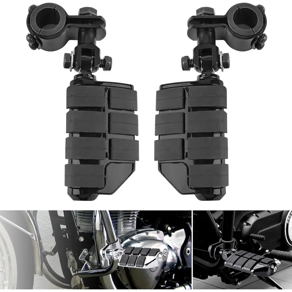 

Универсальные регулируемые подножки для мотоциклов с креплением на защиту двигателя, с комплектом крепежных зажимов, подходят для большинства моделей мотоциклов с диаметром труб 25 мм и 32 мм.