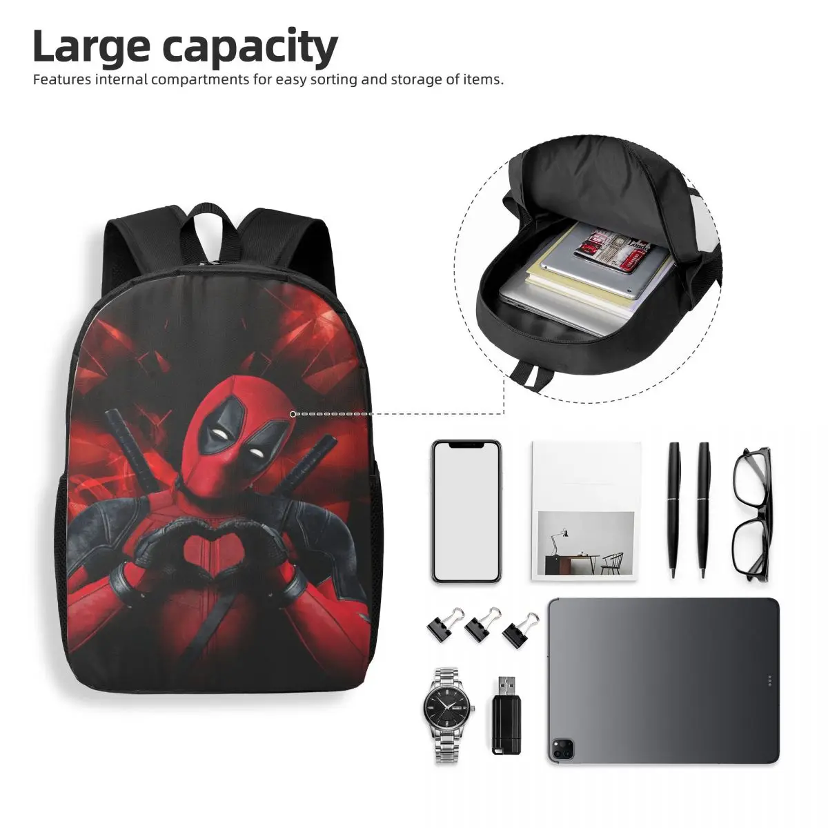 Custom Deadpool Love Backpacks for Women Men College School Students Bookbag Fits 15 Inch Laptop Bags