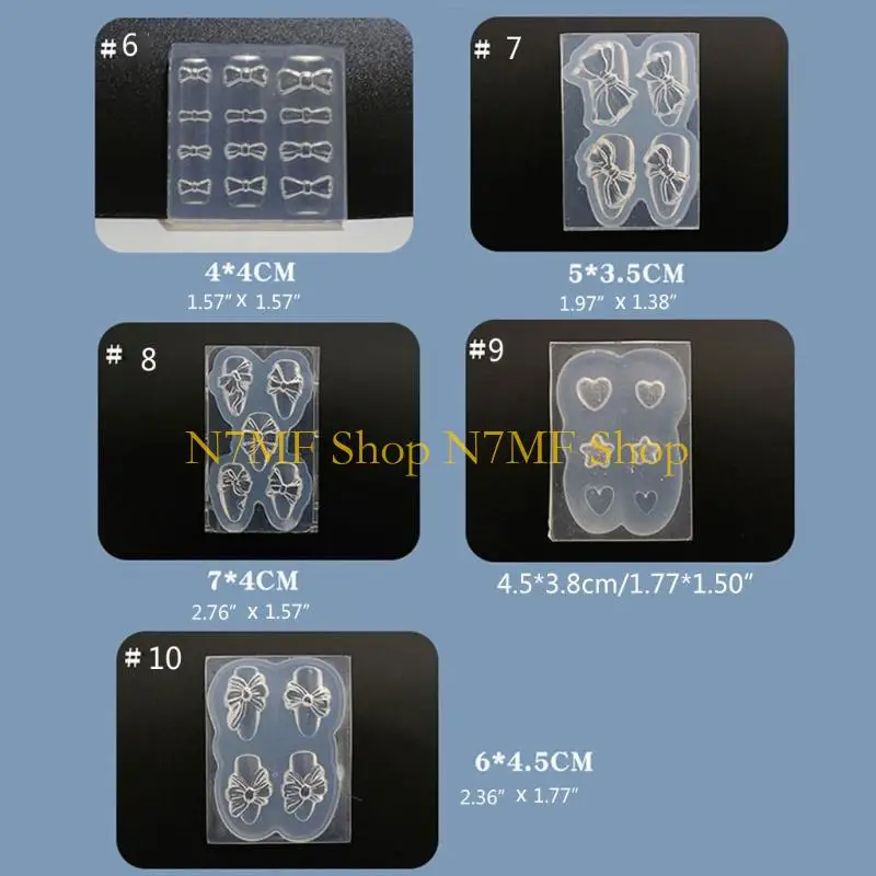 N7MF سيليكون مسمار نحت قالب الصب أدوات مانيكير ثلاثية الأبعاد مصغرة Bowknot قالب مسمار النقش أداة للنساء الفتيات