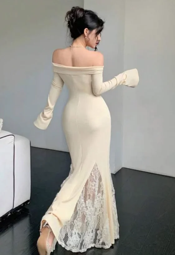 High Quality Customized Ankle Length Strapless Three Quarter Lace Mermaid Backless Vestidos De Fiesta Para Bodas Robe De Soirée