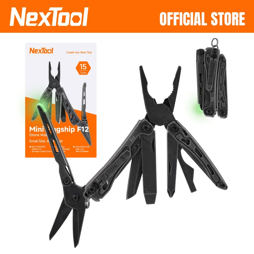 Nextool Mini Flagship F12  15 In 1 Multitool Plier With Wire Cutters Scissors Clip Bottle Opener File Ruler Outdoor Camping Tool