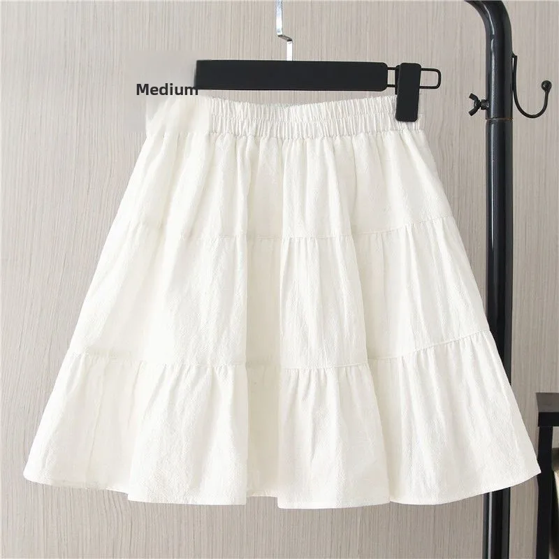 

New White Pleated Skirt High Waist A-Line School Sle f-length Bicolor Spring Summer Women's Faion ort Skirts