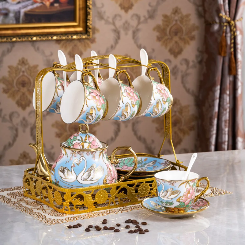 

European Coffee Cup Set Gold Wire Flower Tea Cup Household Porcelain Afternoon Tea Cup Retro Home Decoration Accessories