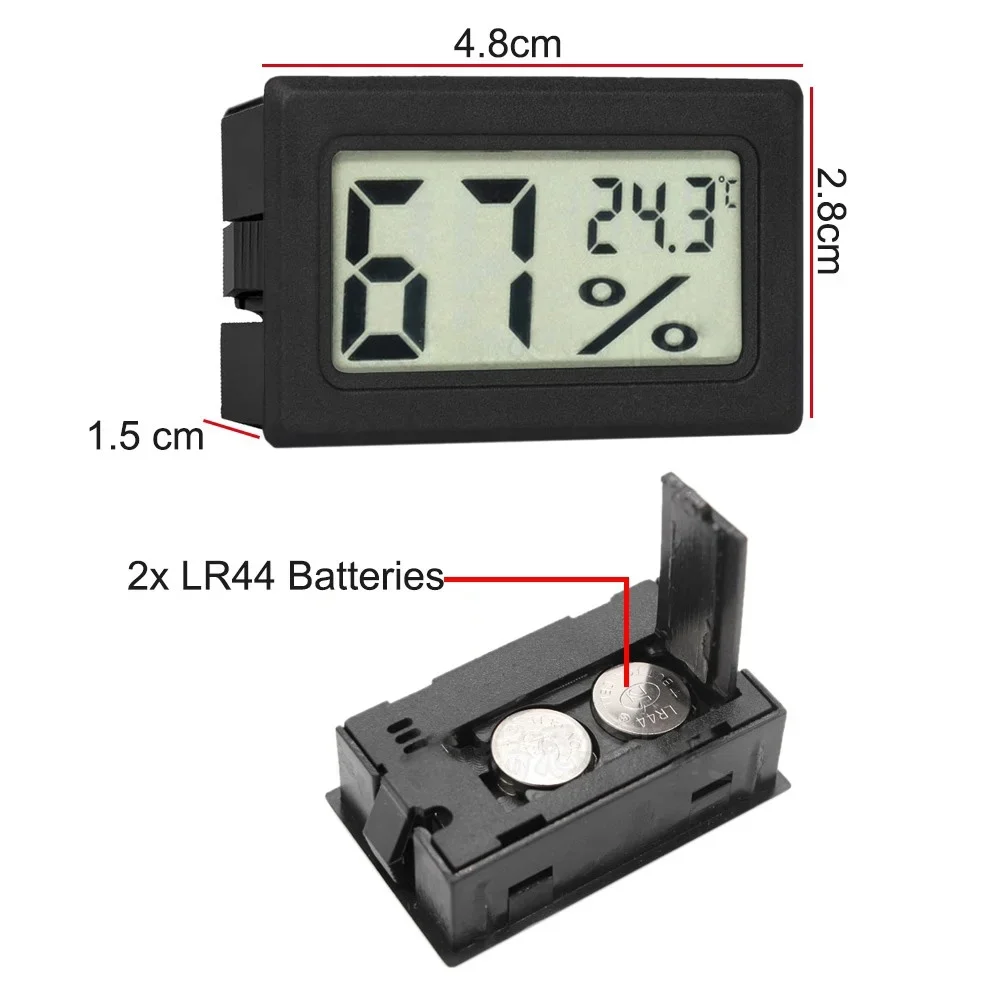 Mini Digital Hygrometer Gauge Indoor Thermometer LCD Monitor Temperature Outdoor Humidity Meter Display (℉) Display (℃) 1PC