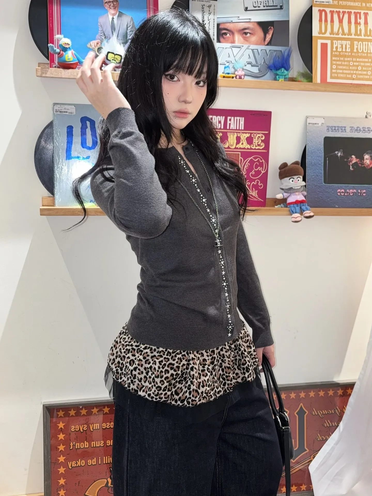 

ay Knitted Button-Up Sweater Vintage Sle Rivet round Ne oulder-Length Sve Women's Faion Outerwear Alien Salon