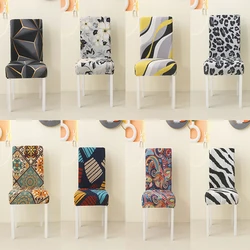 1/2/6Pcs Dining Chair Cover Print Elastic Chair Slipcover Case Stretch Chair Covers for Wedding Hotel Banquet